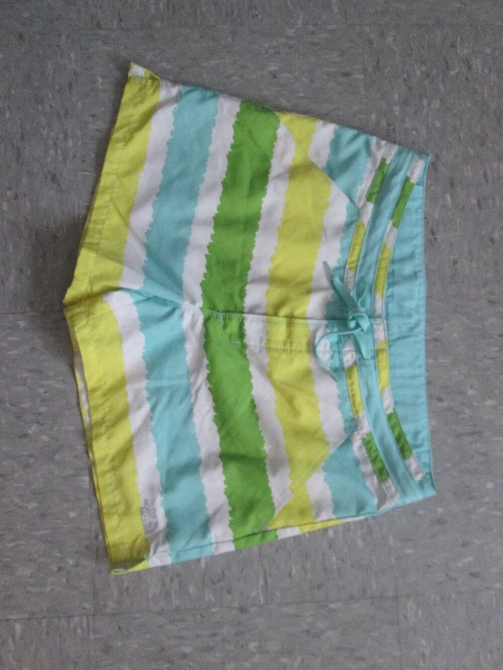 The North Face girl's multicolor striped adjustable tie waist shorts